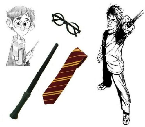 Wizard costume set glasses - wizard,