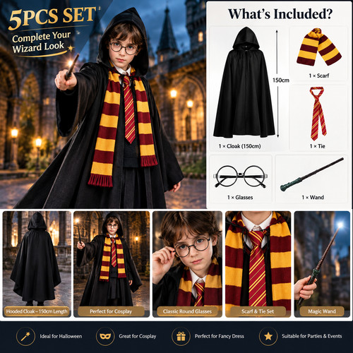 5pcs harry potter costume cape - potter,